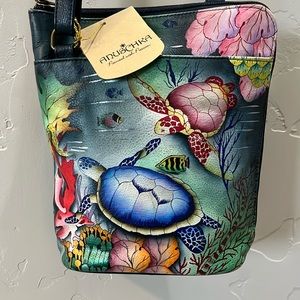 NWT ANUSCHKA Handpaint GENUINE LEATHER Purse Crossbody